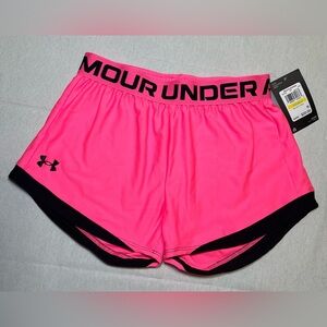 NWT Under Armour Girls Play Up 2.0 Shorts Pink And Black Size Medium